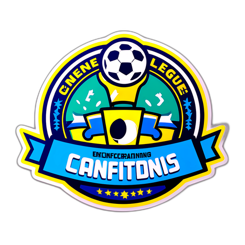 Unterhaltsames Design der Konferenzliga mit Fußball- und Teamwork-Symbolen