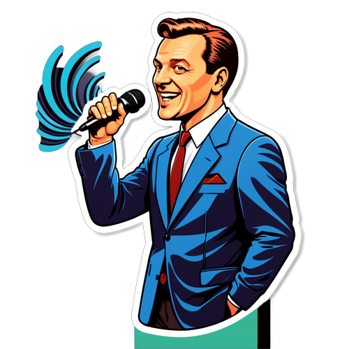 Retro stylizacja Tomasza Kammela z mikrofonem
