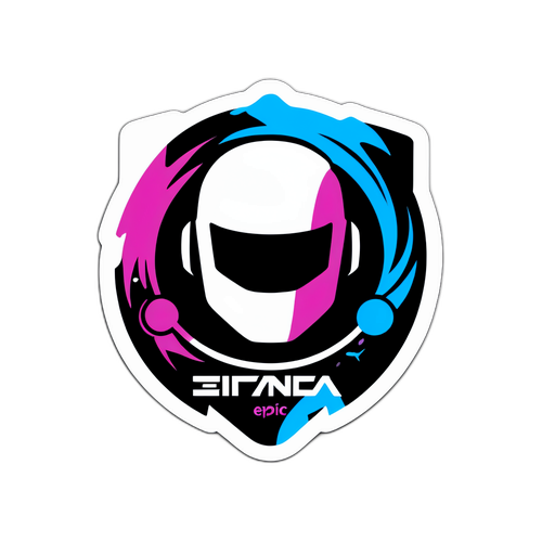 Minimalist design av Epic Games-logoen med digital kunstbakgrunn