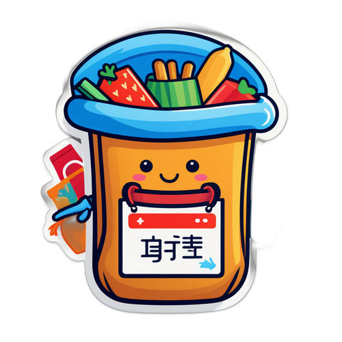 홈플러스 응원 메시지가 담긴 장바구니 캐릭터 스티커