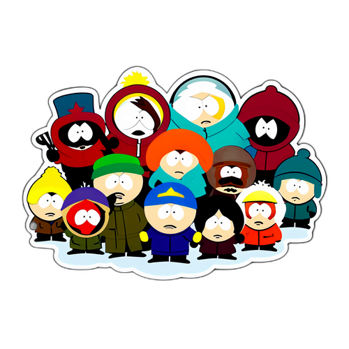 Ein South Park Sticker mit den berühmten Charakteren