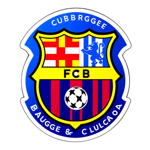 Minimalistischer Aufkleber von Club Brugge und FC Barcelona im Kontrastdesign