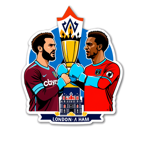 Diseño de sticker de Chelsea y West Ham enfrentándose, con el texto "London Fight"