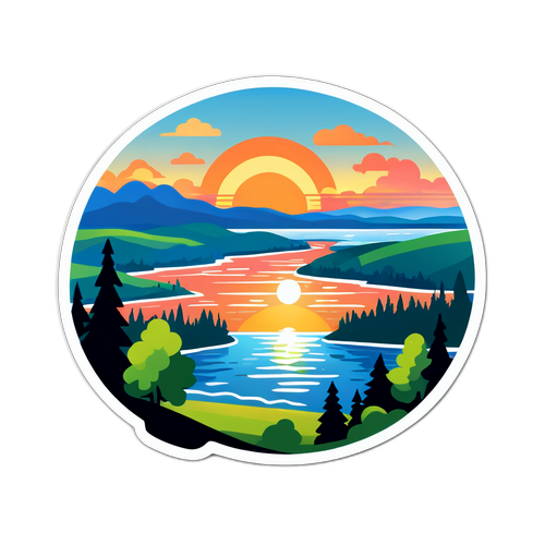 Стикер с красивым видом на Сызрань