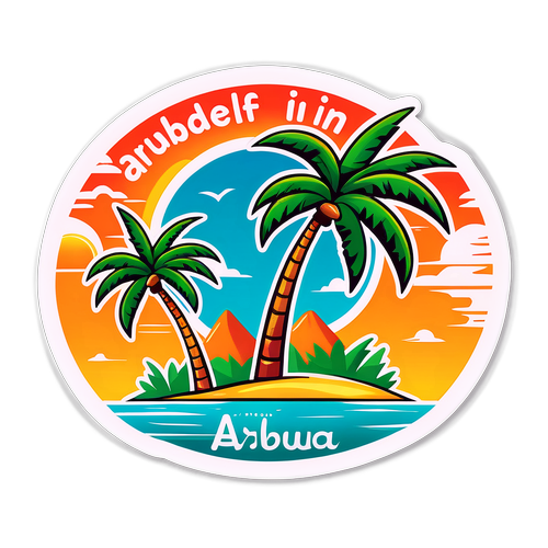 Autocolant peisaj tropical din Aruba