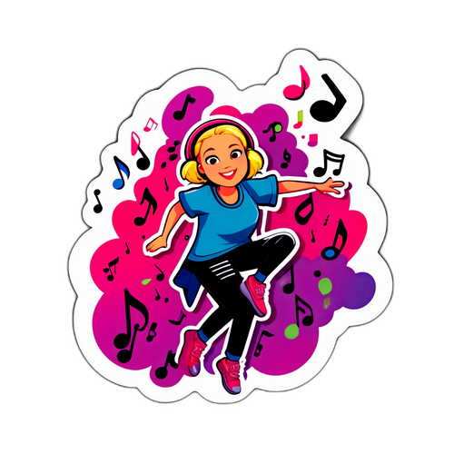Spillevennlig klistremerke med musikktema