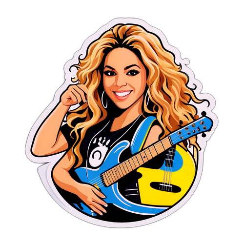 Funky nálepka Shakiry s ikonickými prvky její kariéry