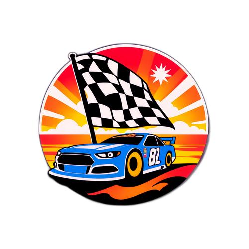 Checkered Flag Sunset Race Emblem