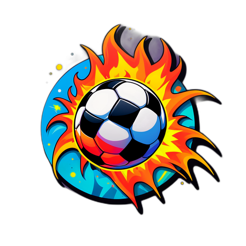Naklejka z piłką nożną w ogniu