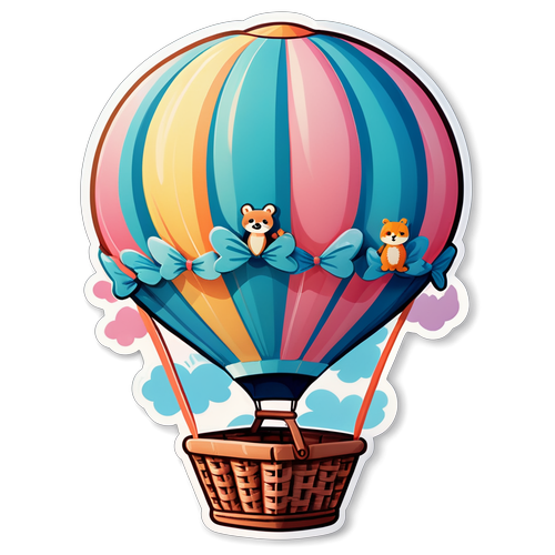Whimsical Hot Air Balloon with Cute Animals