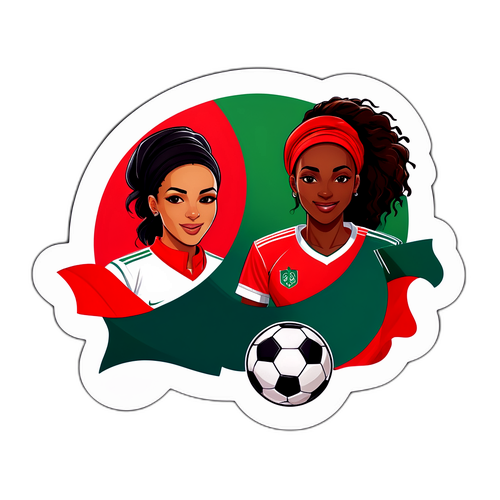 Sticker van de Marokkaanse en Nigeriaanse vrouwenvoetbalteams in actie