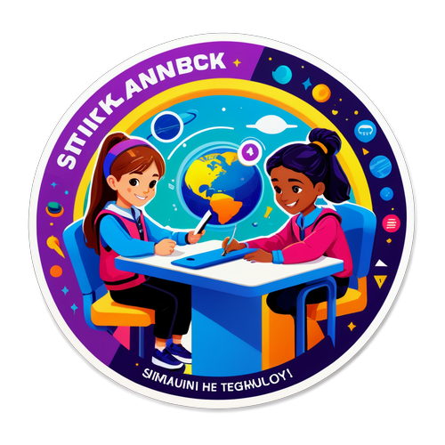 Sticker Futuristik: Simulasi ANBK 2024 - Siswa Berinteraksi dengan Teknologi di Sekolah Modern!