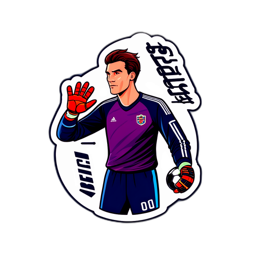 Sticker cu portar prins de minge
