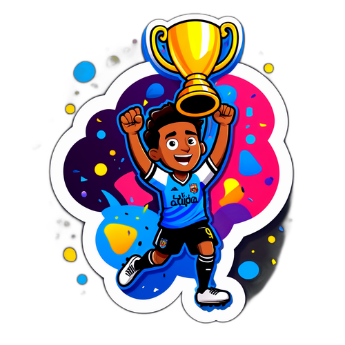 מדבקה של שחקן כדורגל עם גביע לה ליגה