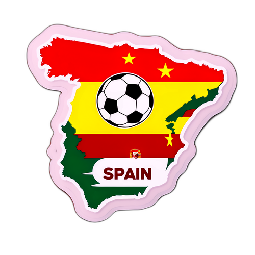Emblem La Liga dan Bola Sepak di Atas Peta Sepanyol