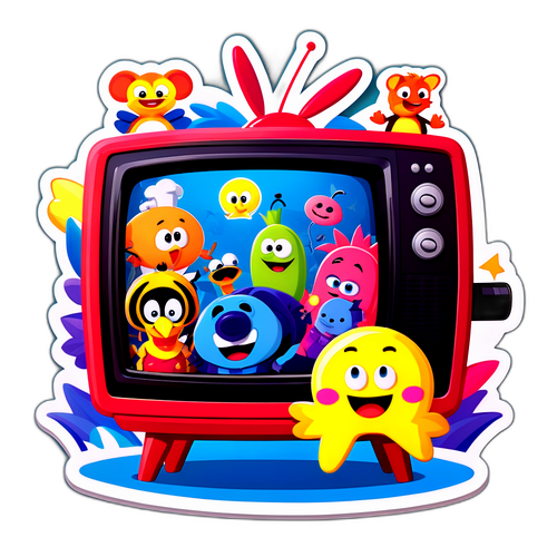 TV2 Logo med Fargerike Tegneseriefigurer