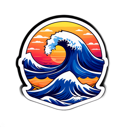 Calming Ocean Waves Under Sunset