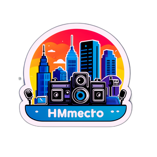 Sticker HMetro dengan Garis Siluet Bandar