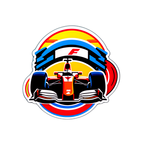 Nálepka s F1 tématikou, rychlá auta a závodní dráha