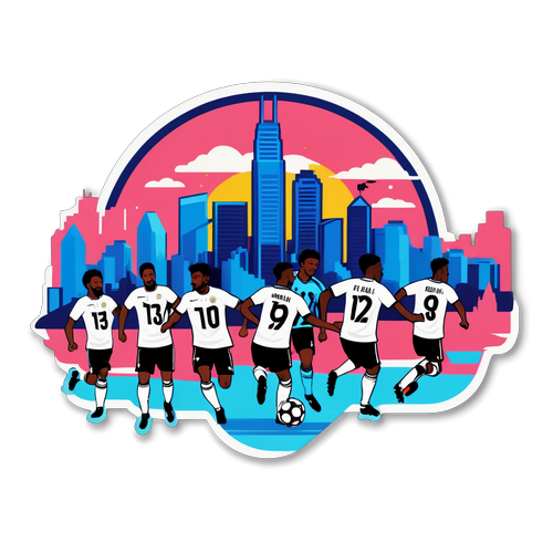 Scena di calcio dinamica con Inter Miami e skyline di Montreal