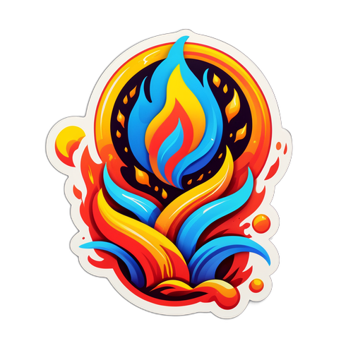 Кольоровий стікер з вогненними елементами для Запоріжжяобленерго