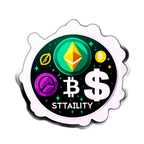 Стикер с логотипом USDT и символами стабильности