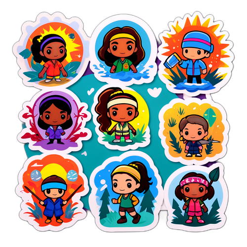 Σχέδιο αυτοκόλλητων με χαρακτήρες από το Survivor σε διάφορες σεζόν