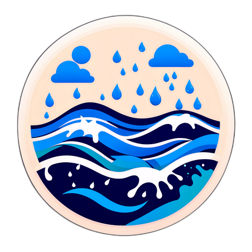 Etichetă cu simboluri de inundație pentru conștientizarea climatului