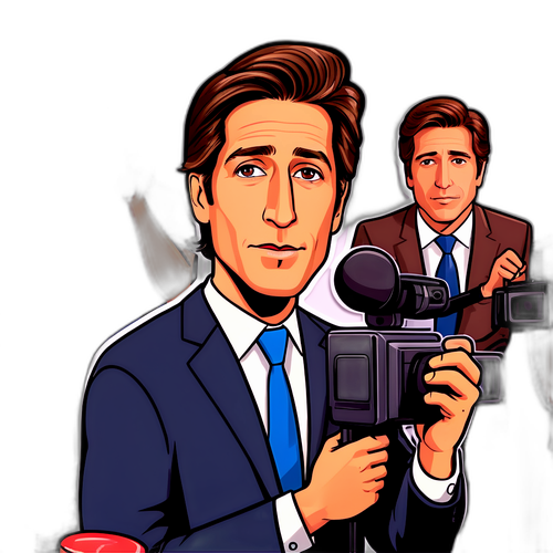 Dramatic Cartoon Sticker of a News Reporter