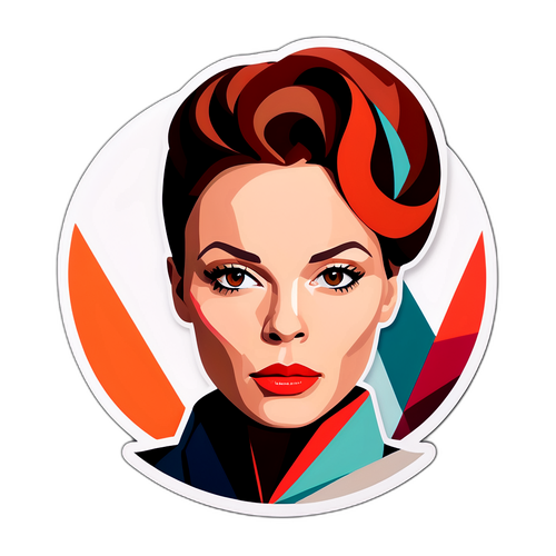 Minimalistinen muotokuva Rebecca Fergusonista abstrakteilla geometrisilla muodoilla