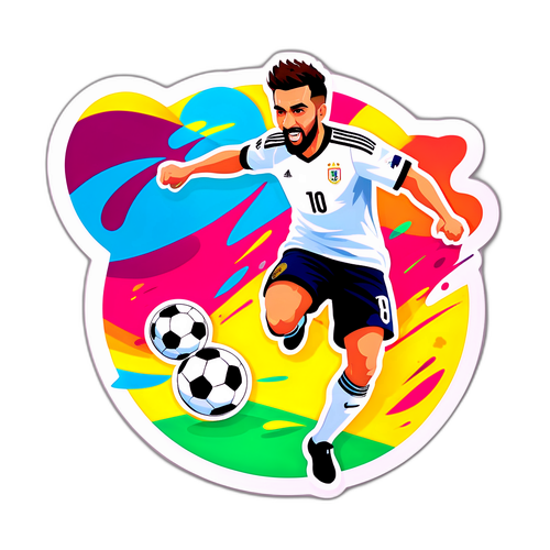 Sticker vibrant cu Borja Diaz în acțiune