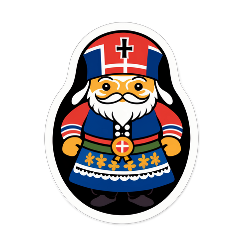 Adesivo che rappresenta la cultura norvegese con abbigliamento tradizionale