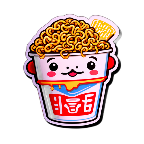楽しいカップヌードルキャラクターのステッカー