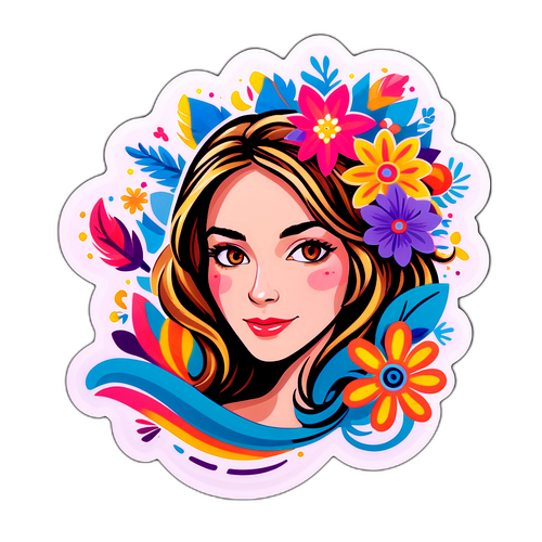 Sticker captivant de Valeria Bruni-Tedeschi incarnant la créativité et la joie