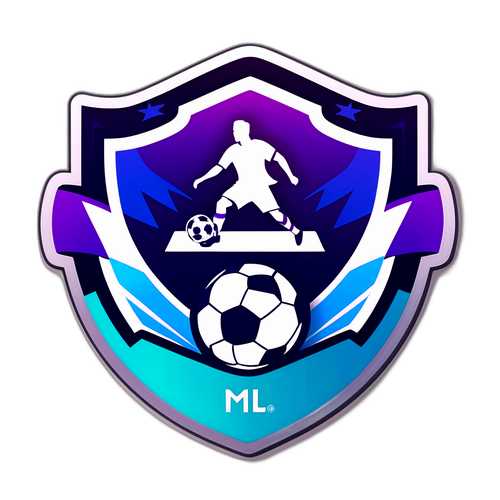 Sticker logo MLS thanh lịch với nền gradient và các yếu tố liên quan đến bóng đá