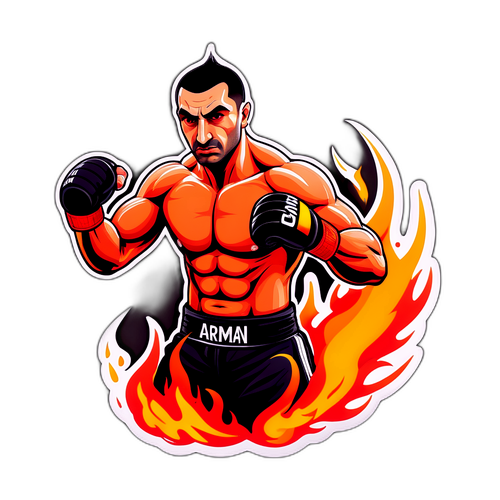 Arman Tsarukyan i kampstilling med flammer