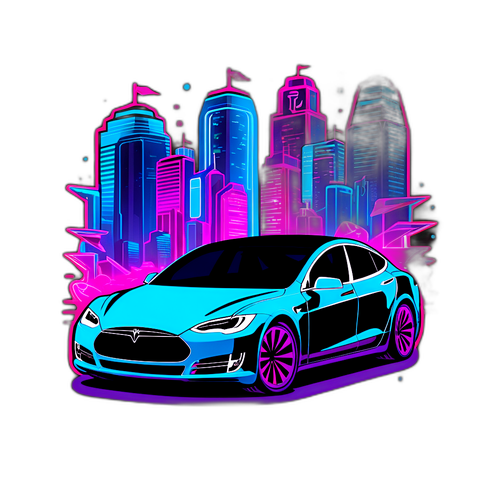 Tesla in een Futuristische Stad