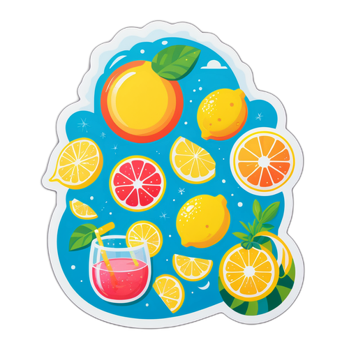 สติกเกอร์ธีมอากาศร้อนกับเลมอนเนด