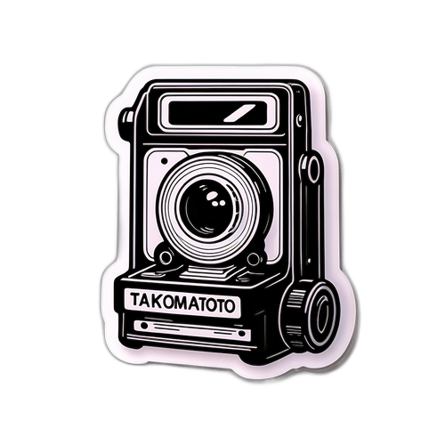 レトロなフィルムカメラのイラストステッカー