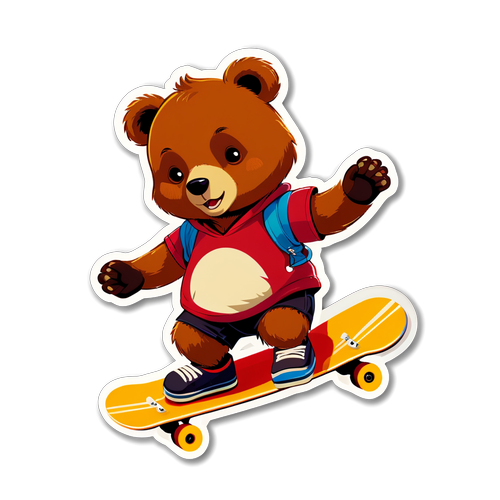滑板的小熊