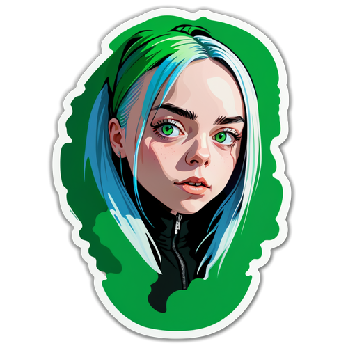 Ontdek de Magie van Billie Eilish: Een Sticker die Haar Unieke Energie Vastlegt!