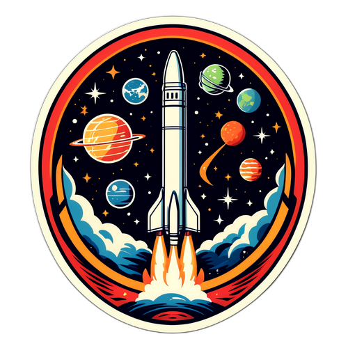 Vintage-inspired naklejka rakiety SpaceX