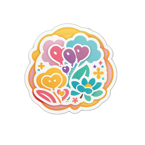 Pastel Renklerle Aile Değerlerini Vurgulayan Sticker