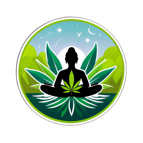 Sticker cu simboluri de calm și relaxare inspirate de utilizarea uleiului CBD