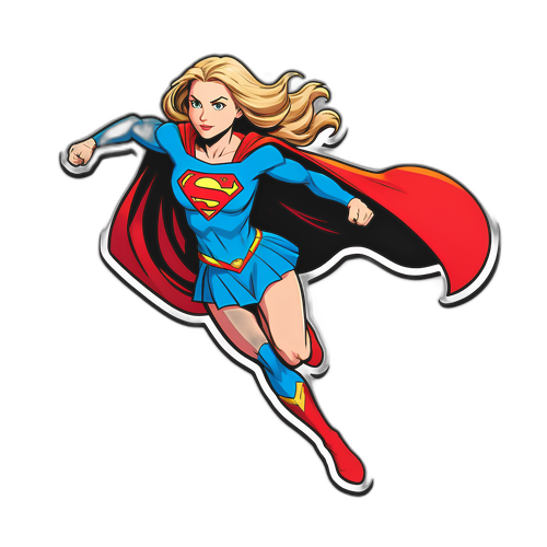 Superchica volando sobre la ciudad