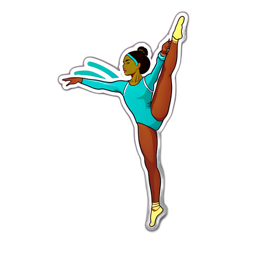 Adesivo de Lais Souza em um movimento perfeito de ginástica