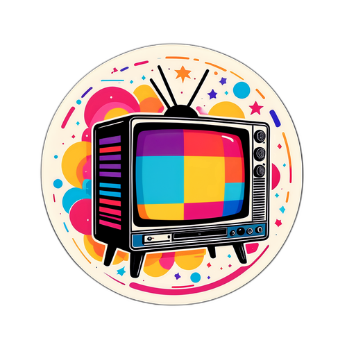 Stickers retro TV con grafica colorata