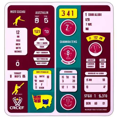 Stiker Skor Ilustrasi: Pertandingan Kriket Pasukan West Indies vs Pasukan Kriket Lelaki Australia