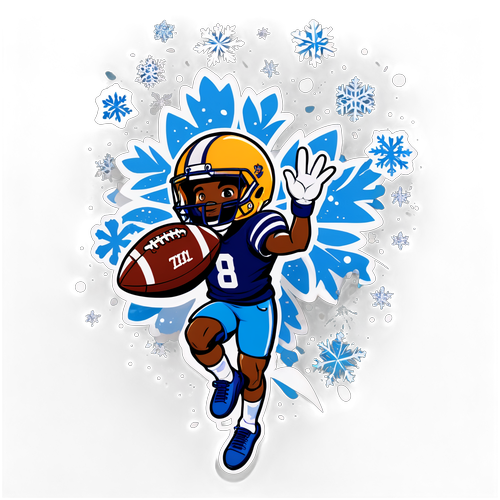 Zay Flowers Catching a Football with Snowflakes