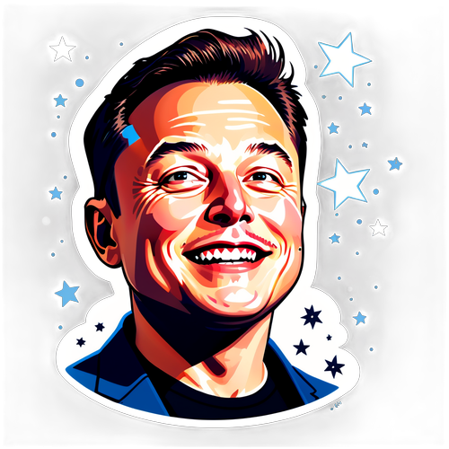 Illustration d'Elon Musk winking avec des étoiles autour de lui